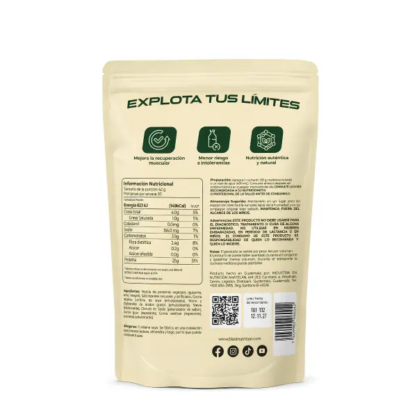 Proteína Vegana Blast Nutrition Guatemala Chocolate Back.webp